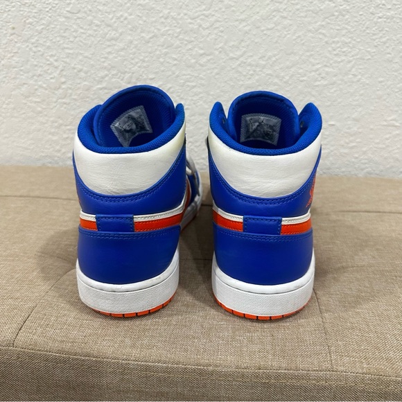 Nike Air Jordan 1 Mid “Knicks” Blue and Orange Sneakers - Picture 3 of 8